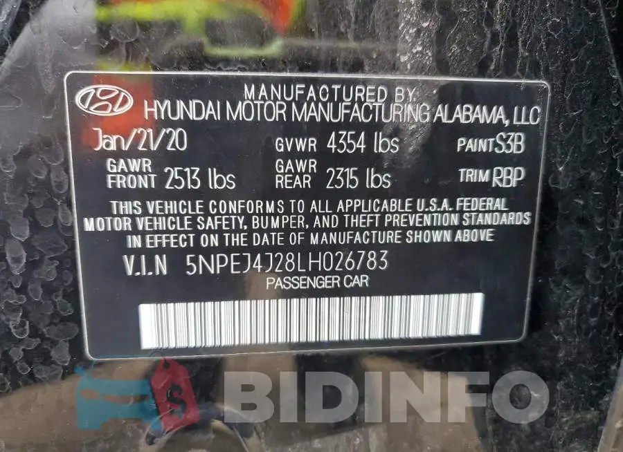 5NPEJ4J28LH026783 Photo# 13