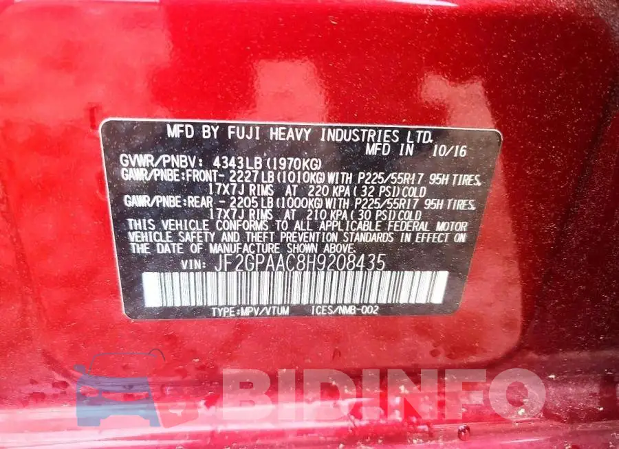 JF2GPAAC8H9208435 Photo# 12