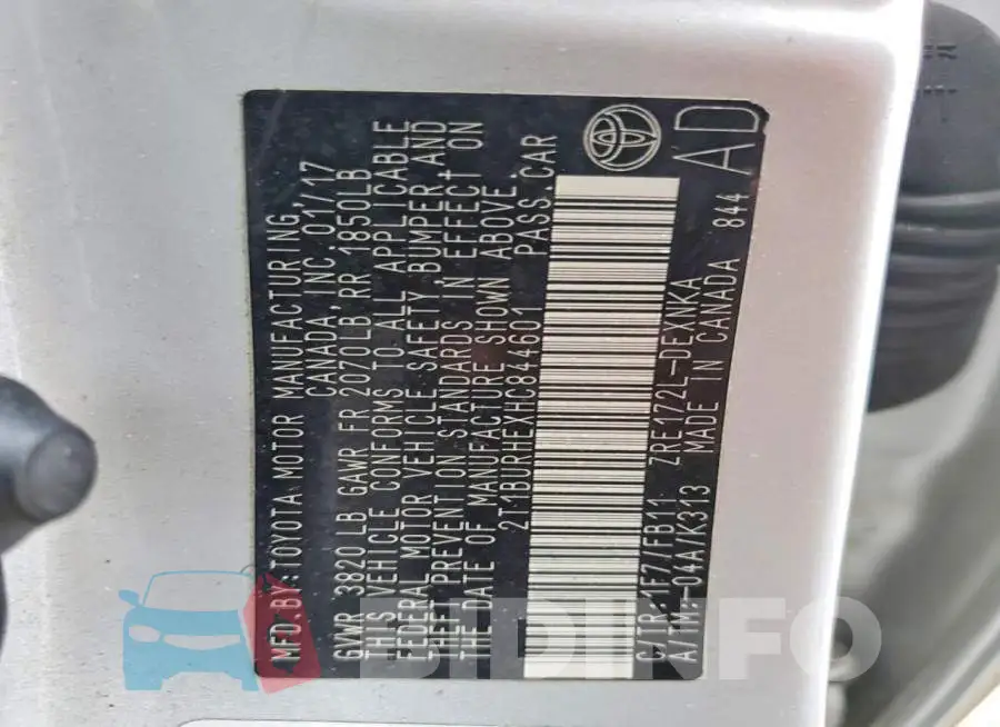 2T1BURHEXHC844601 Photo# 12