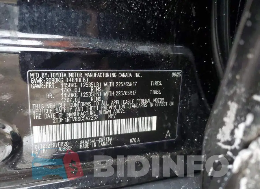 2T3F1RFV8SC542252 Photo# 13