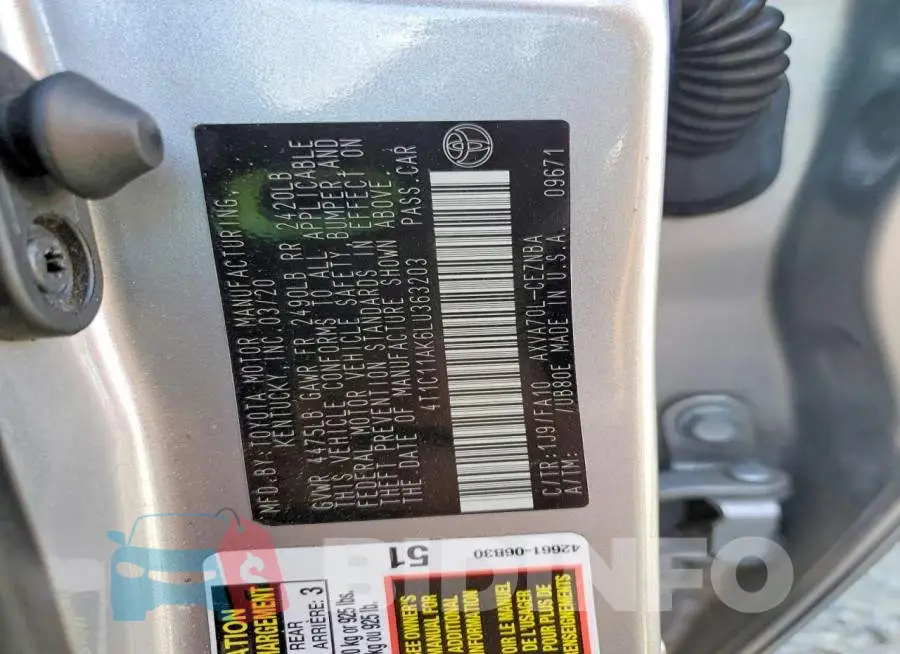 4T1C11AK6LU363203 Photo# 13
