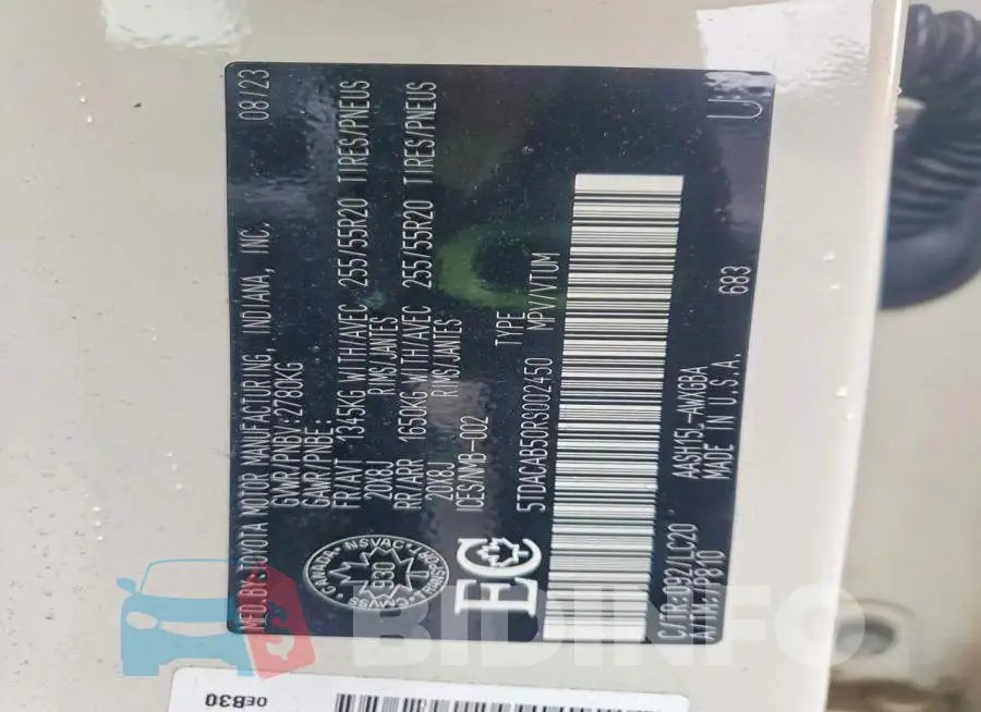 5TDACAB50RS002450 Photo# 13