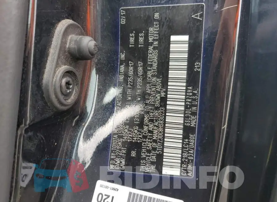 5TDYZ3DC8HS830233 Photo# 13