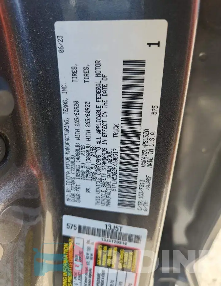 5TFLA5DB2PX108317 Photo# 12