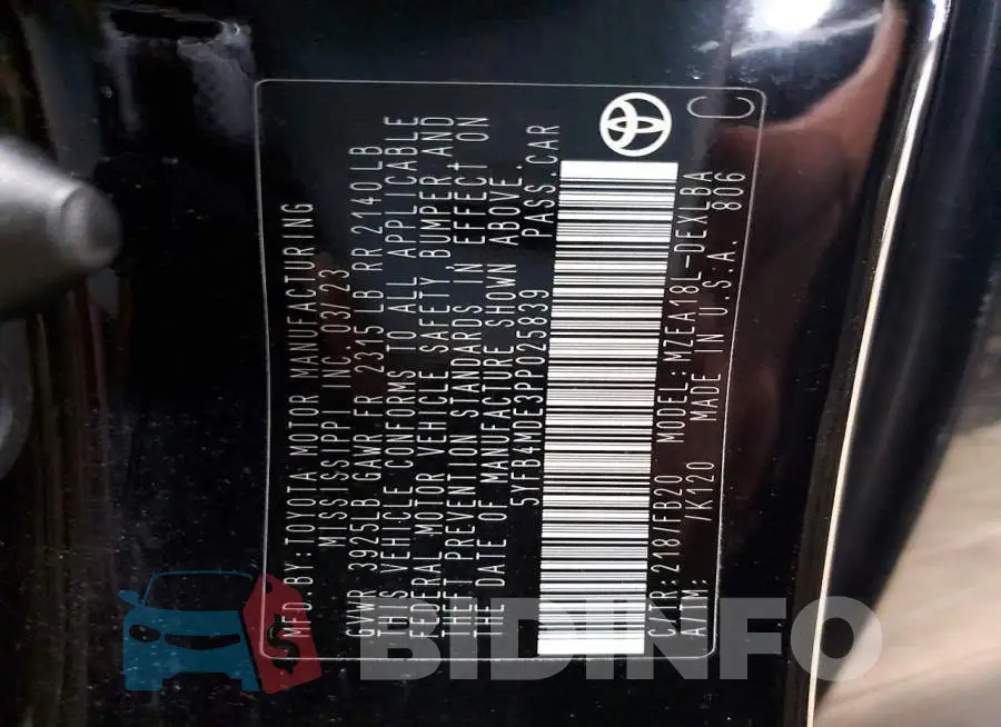 5YFB4MDE3PP025839 Photo# 12