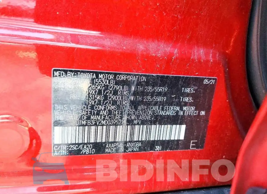 JTMFB3FV2MD039521 Photo# 13
