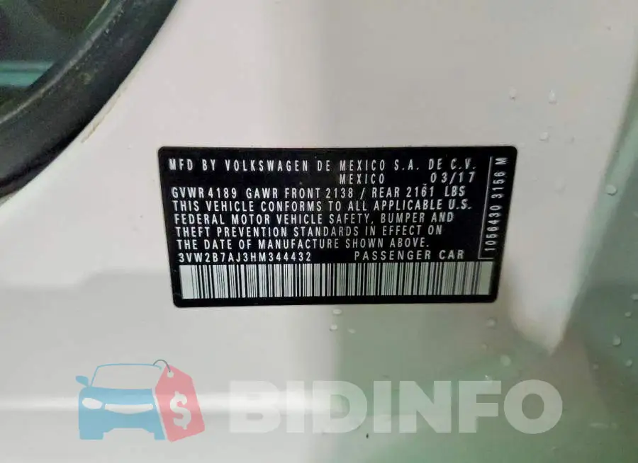 3VW2B7AJ3HM344432 Photo# 12