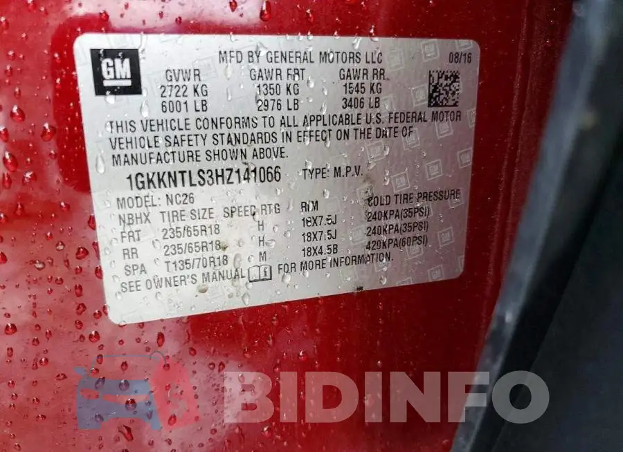 1GKKNTLS3HZ141066 Photo# 12