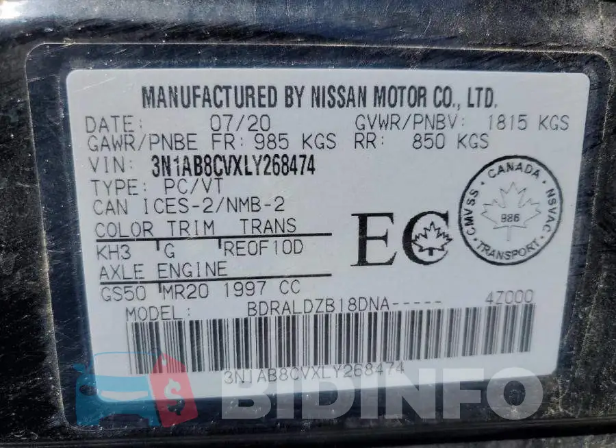 3N1AB8CVXLY268474 Photo# 12