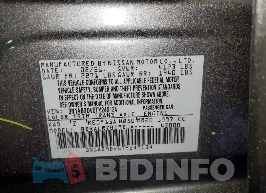 3N1AB9DV6TY249134 Photo# 12