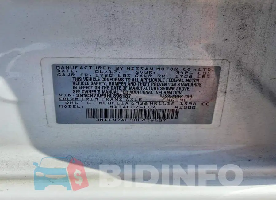 3N1CN7AP9HL896187 Photo# 12