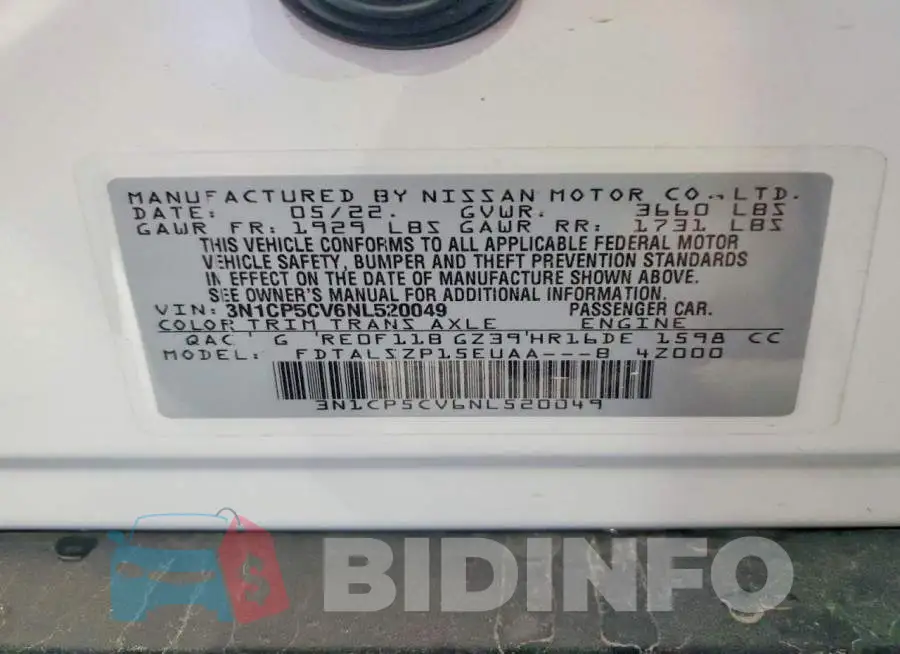 3N1CP5CV6NL520049 Photo# 12