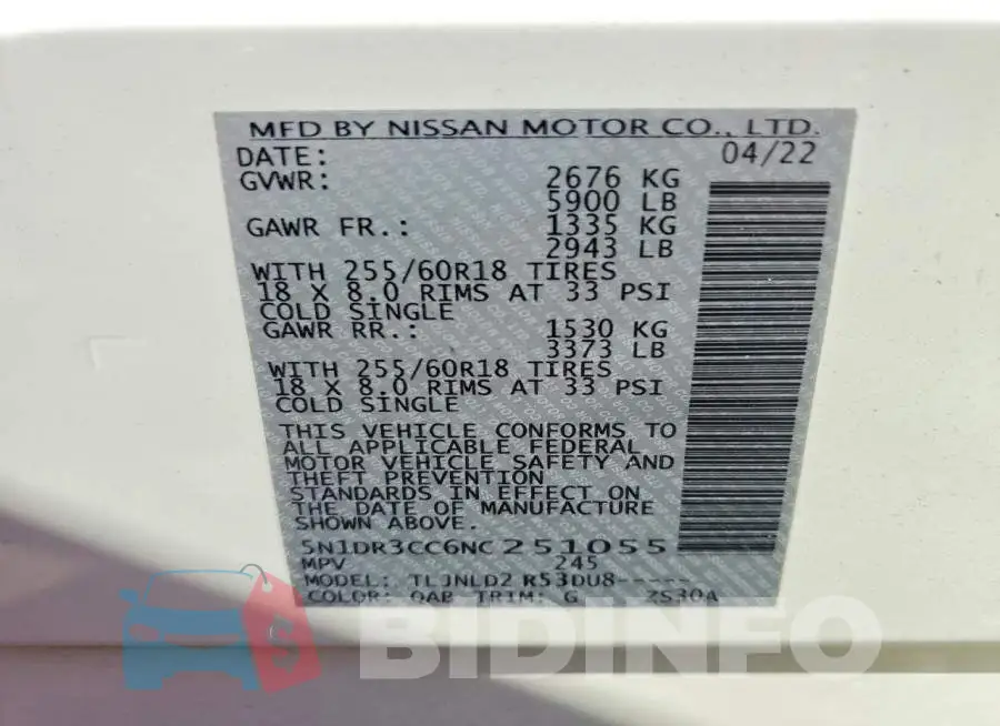 5N1DR3CC6NC251055 Photo# 14