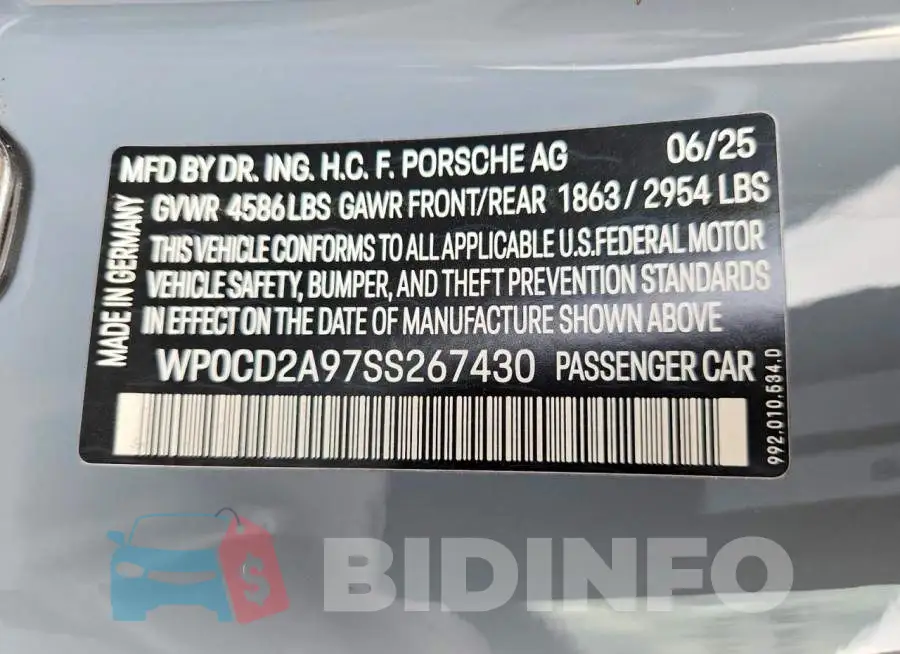 WP0CD2A97SS267430 Photo# 13