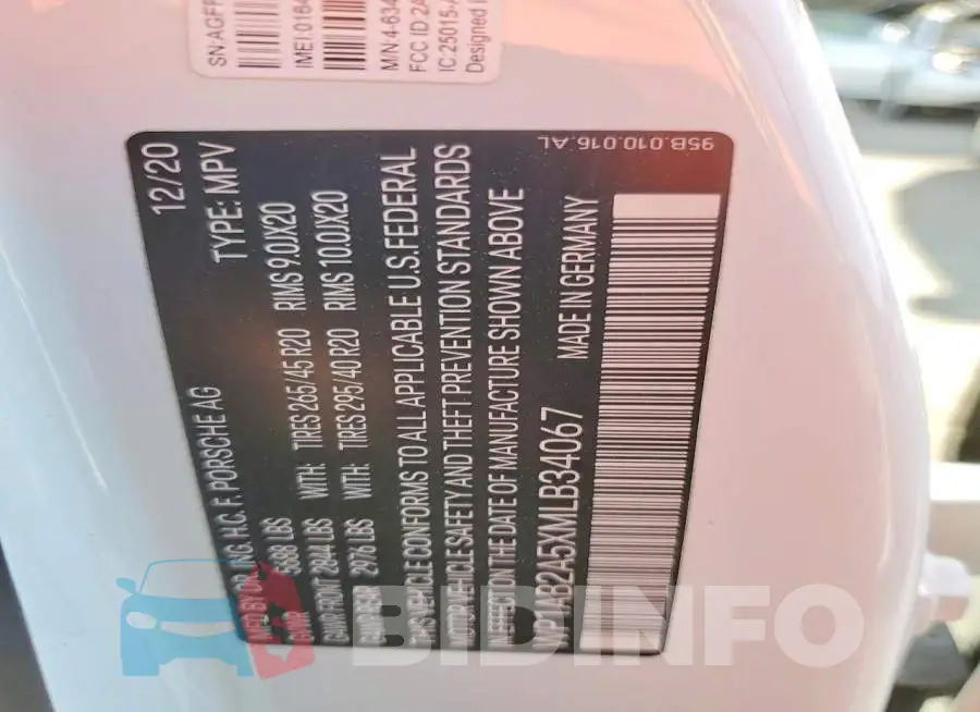 WP1AB2A5XMLB34067 Photo# 13