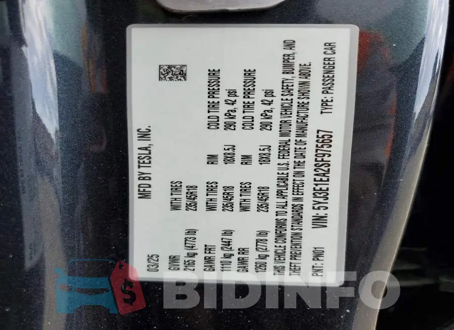 5YJ3E1EA2SF975657 Photo# 13