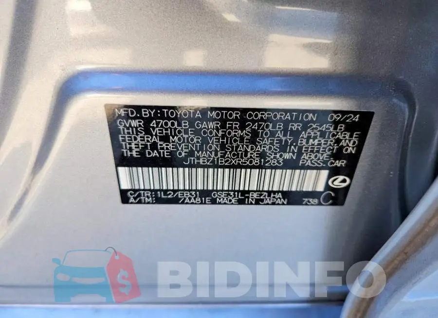 JTHBZ1B2XR5081283 Photo# 12