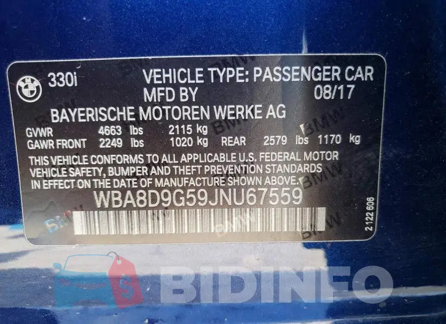 WBA8D9G59JNU67559 Photo# 12