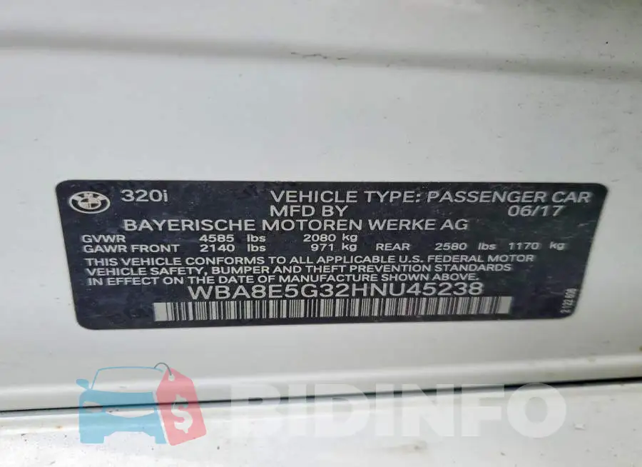 WBA8E5G32HNU45238 Photo# 12