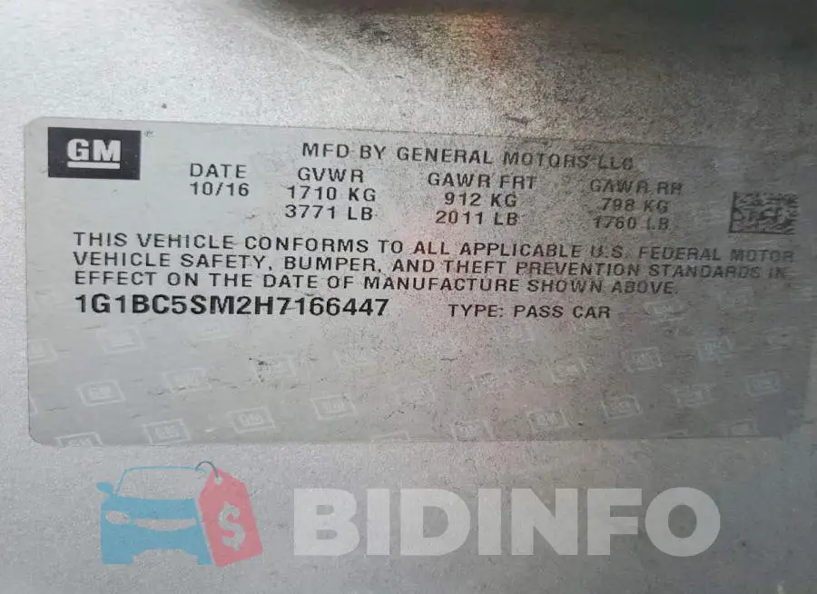 1G1BC5SM2H7166447 Photo# 12