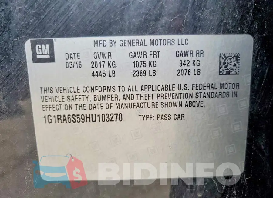 1G1RA6S59HU103270 Photo# 12