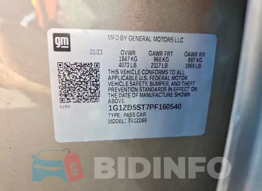 1G1ZD5ST7PF160540 Photo# 12