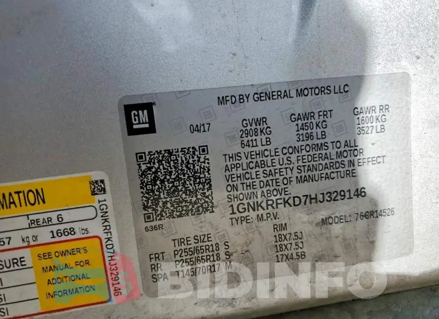 1GNKRFKD7HJ329146 Photo# 13