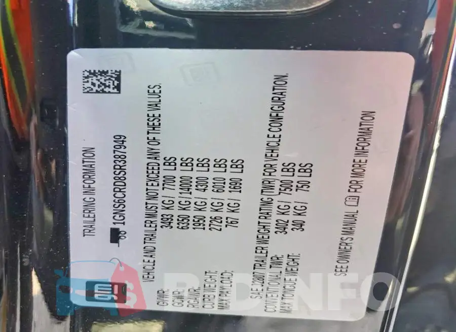1GNS6CRD8SR387949 Photo# 14