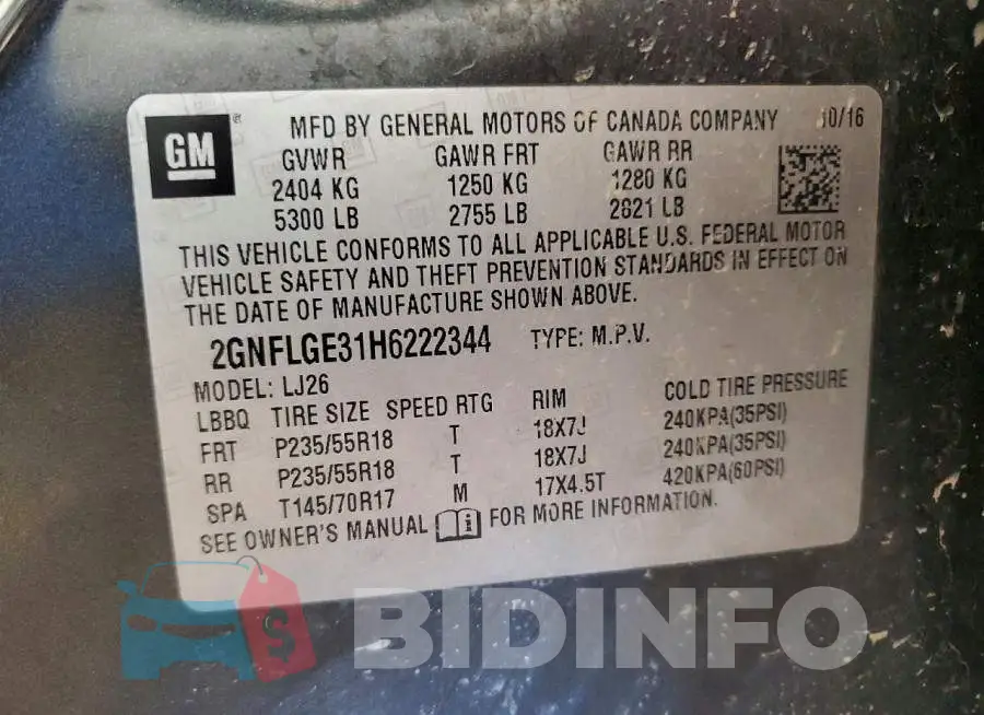 2GNFLGE31H6222344 Photo# 13