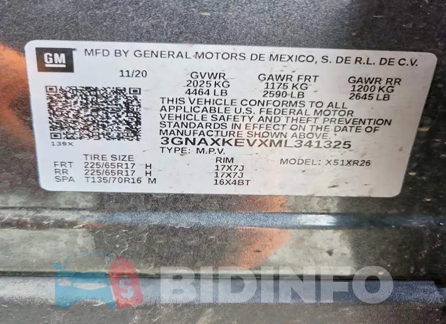 3GNAXKEVXML341325 Photo# 14