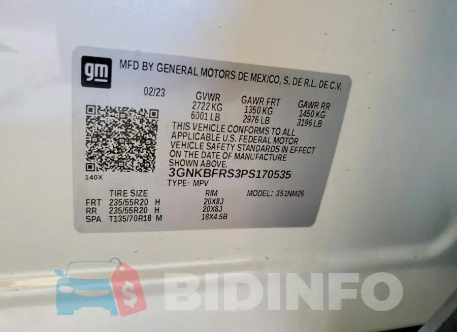3GNKBFRS3PS170535 Photo# 12