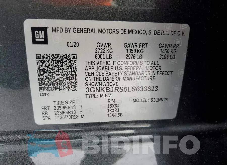 3GNKBJRS5LS633613 Photo# 13