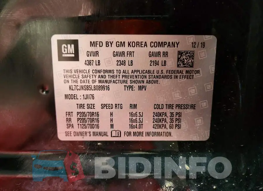KL7CJNSB5LB089916 Photo# 13