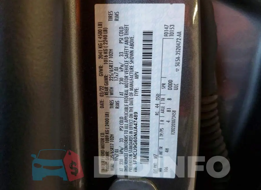 1FMCU9G60NUA47489 Photo# 13