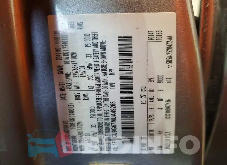 1FMCU9G67MUA49268 Photo# 13