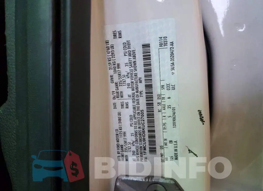 1FMCU9HD8KUC27005 Photo# 14