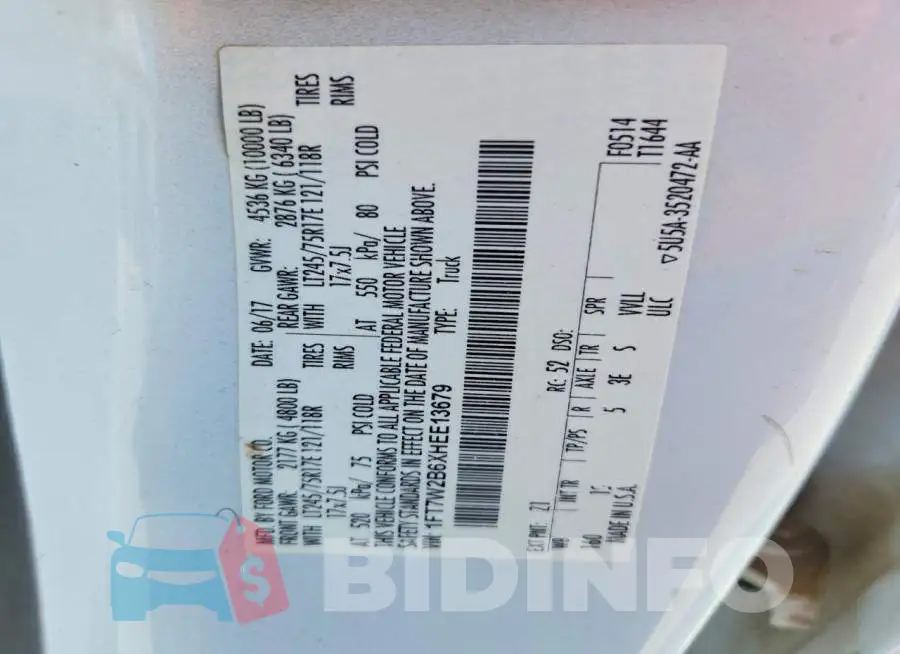 1FT7W2B6XHEE13679 Photo# 12