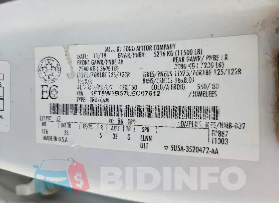 1FT8W3B67LEC07612 Photo# 12