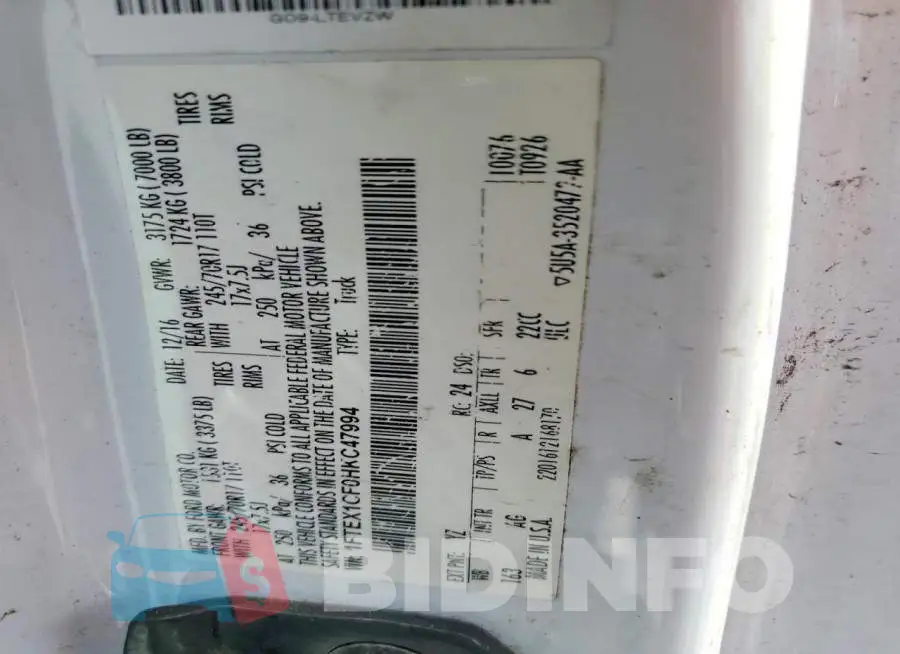 1FTEX1CF0HKC47994 Photo# 13