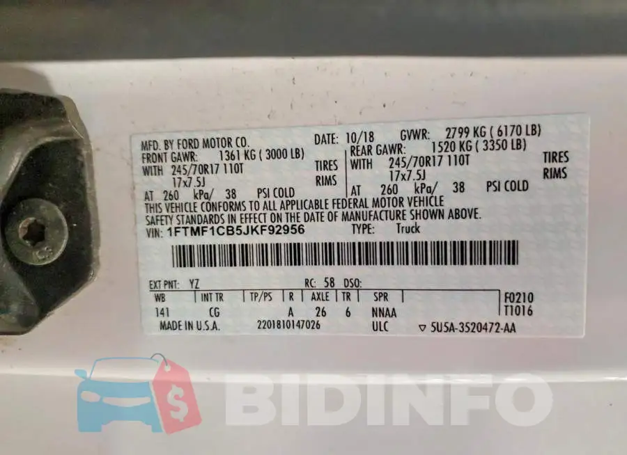 1FTMF1CB5JKF92956 Photo# 12