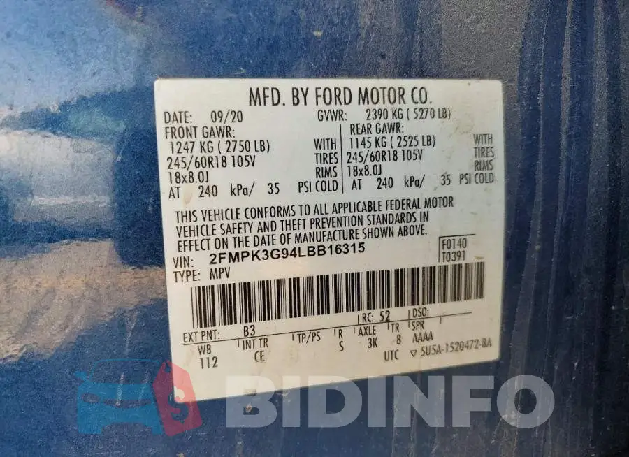 2FMPK3G94LBB16315 Photo# 12