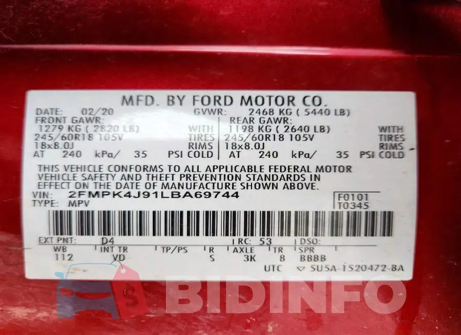 2FMPK4J91LBA69744 Photo# 13