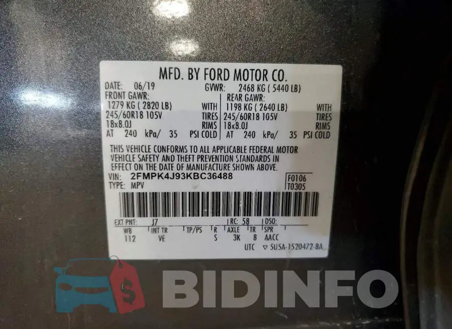 2FMPK4J93KBC36488 Photo# 14