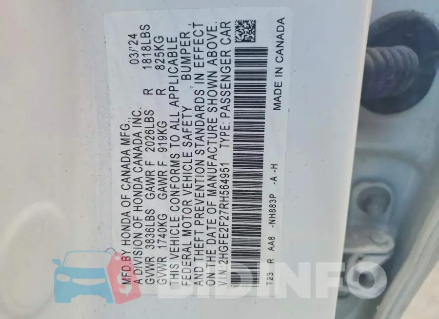 2HGFE2F27RH564951 Photo# 12