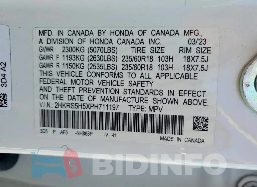 2HKRS5H5XPH711197 Photo# 12
