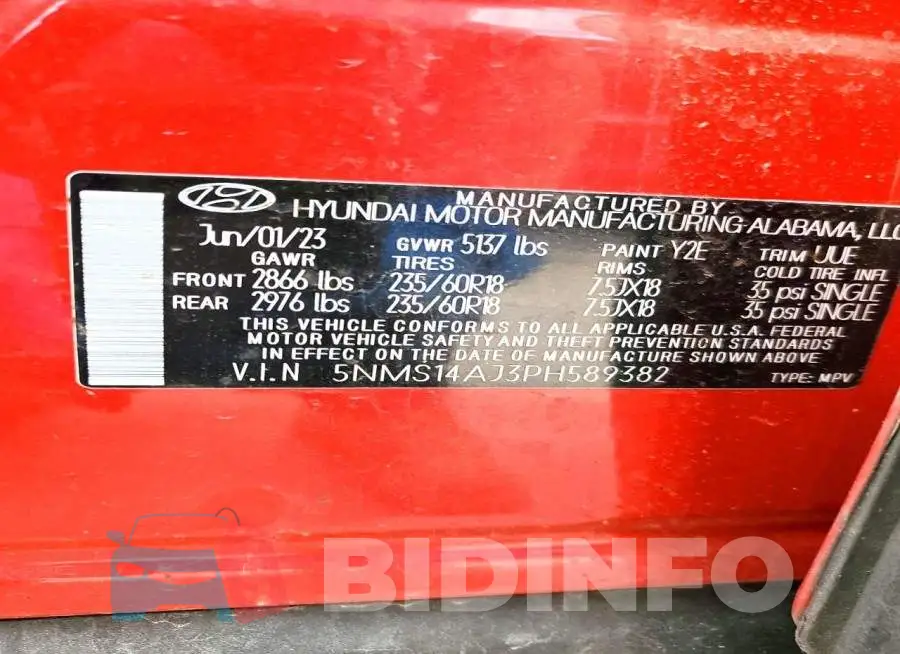 5NMS14AJ3PH589382 Photo# 14