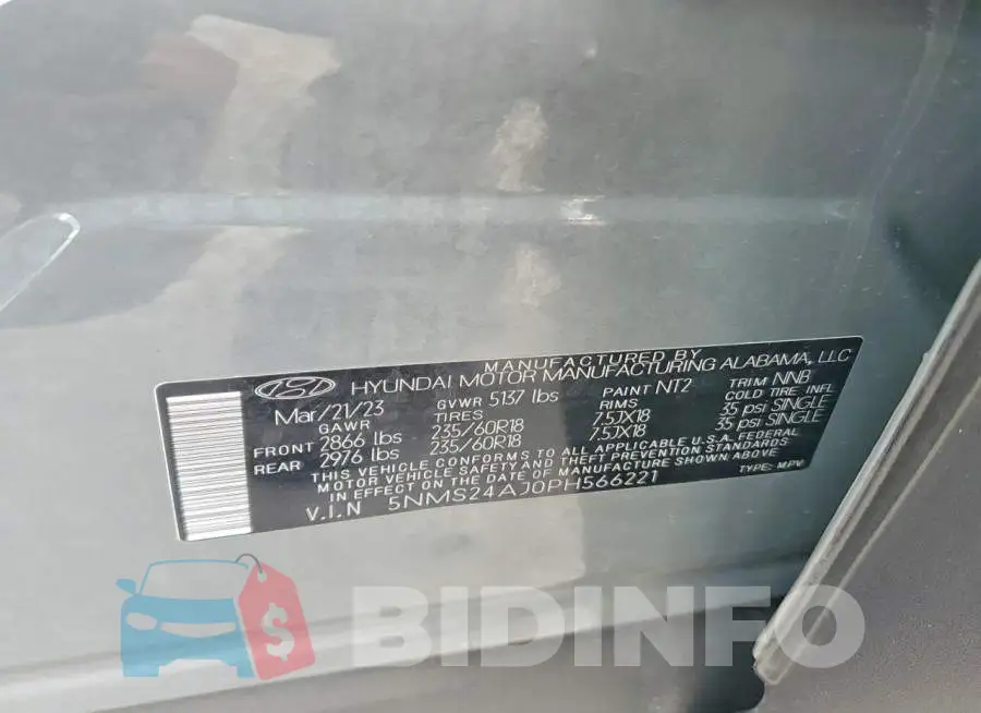 5NMS24AJ0PH566221 Photo# 14