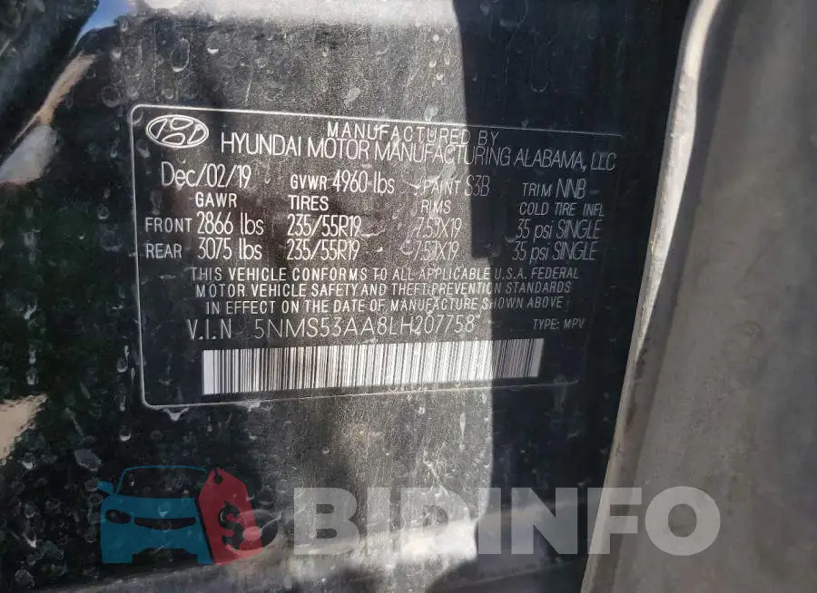 5NMS53AA8LH207758 Photo# 13