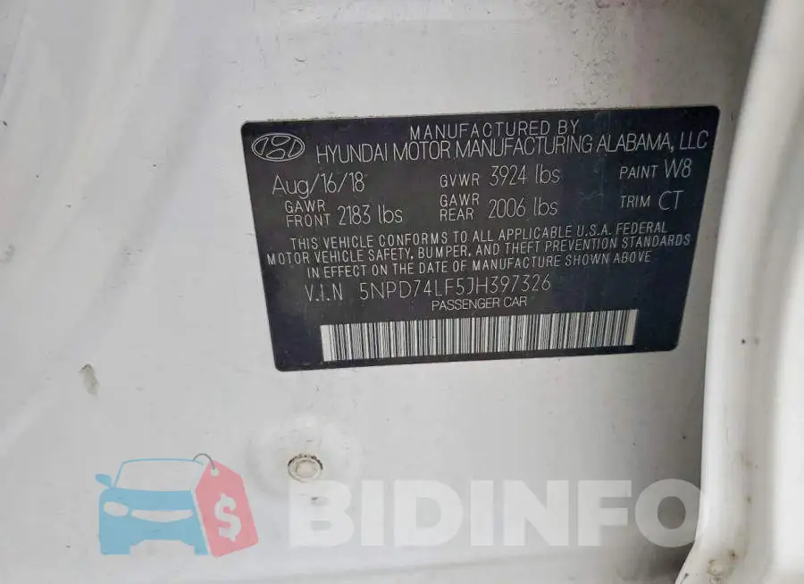 5NPD74LF5JH397326 Photo# 12