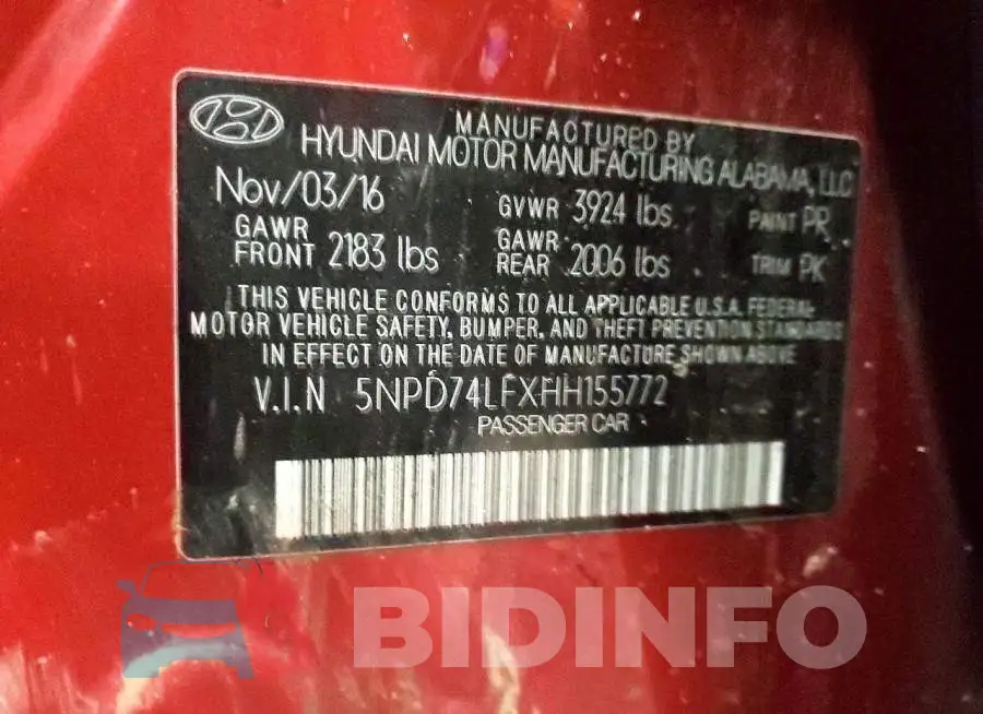 5NPD74LFXHH155772 Photo# 12